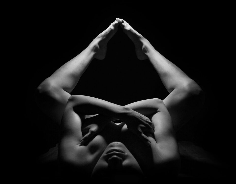 woman, body, yoga, pose, yoga pose, naked body, female body, skin, female, girl, dark, model, position, shadows, monochrome, black and white